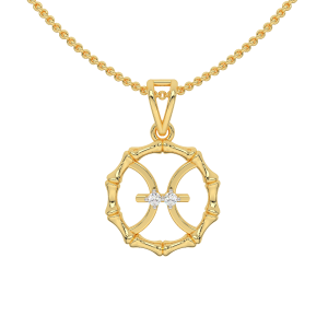 Pisces Zodiac Sun Sign Gold Diamond Pendant