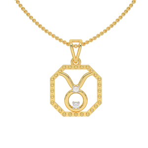 Taurus Zodiac Sun Sign Gold Diamond Pendant
