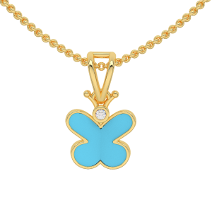 Blu Butterfly Gold Diamond Kids Pendant