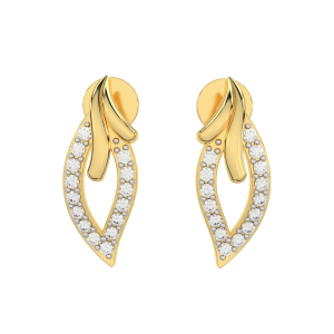 The Leafy Cutout Gold Diamond Earrings