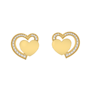 Sassy Hearts Gold Diamond Earrings