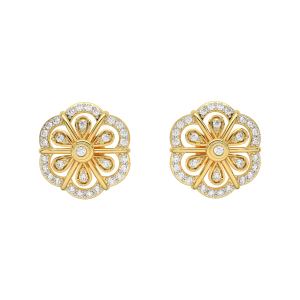 The Floral Gold Diamond Earrings