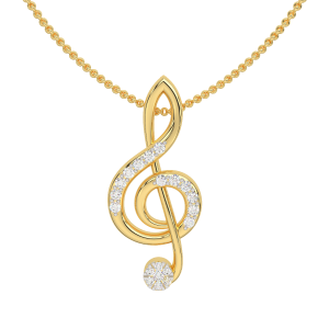 The G clef Music Note Gold Diamond Pendant