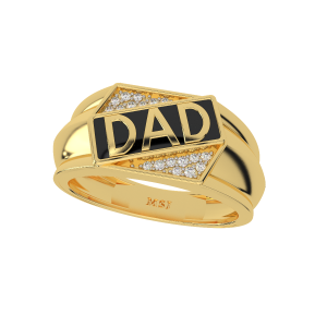 Best Dad Ever Gold Diamond Mens Ring