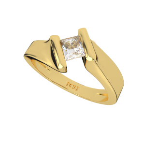 Cubic Solitaire Gold Diamond Ring